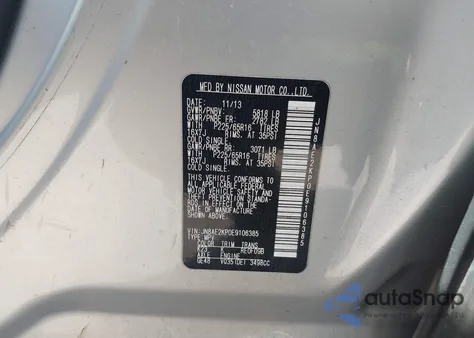 2014 Nissan Quest Sv из США, поврежденный, VIN JN8AE2KP0E9106385